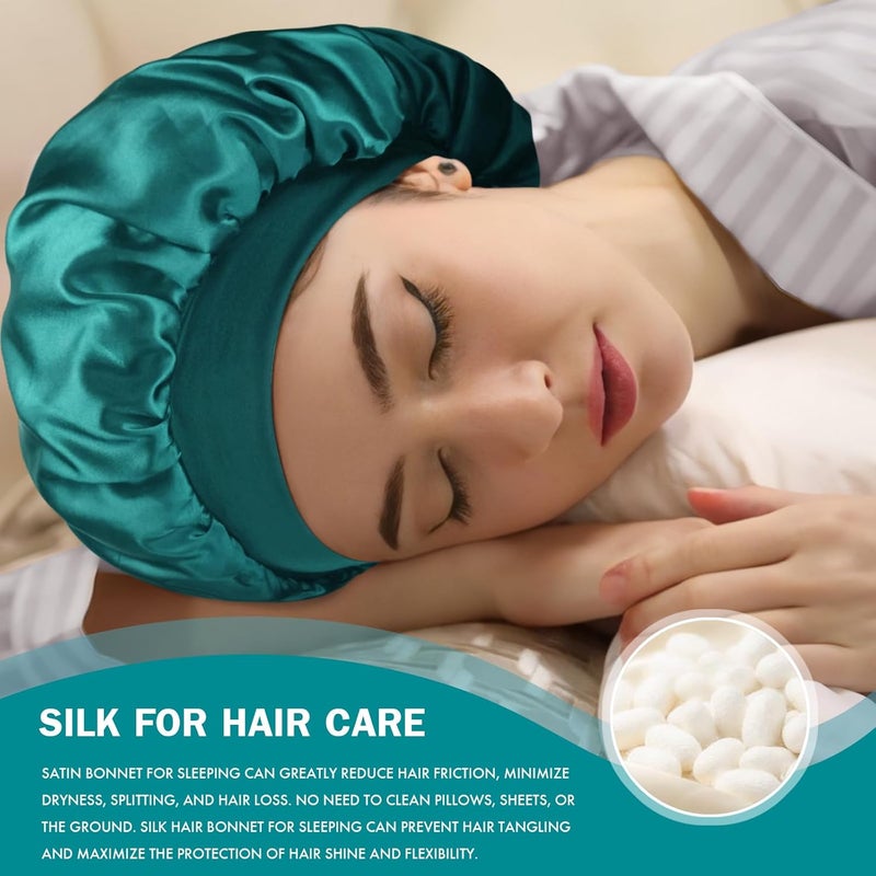 Doitory Store Satin Silk Bonnet for Sleeping, Double Layer Silk Sleep Cap for Men & Women, Soft Satin Lined Bonnet for Curly Hair - Image 4
